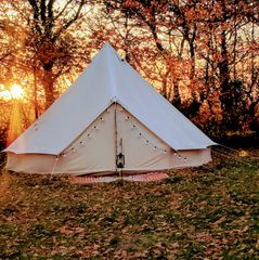 bell tent on winter evening